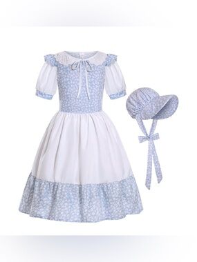 NWOT SIZGAROOT Pioneer Girl Costume Colonial Costume Girls Prairie Dress 10-12